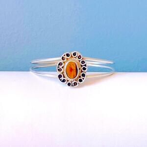 Bracelet Cuff Sterling Silver Vtg Southwestern Tiger Eye MEXICO